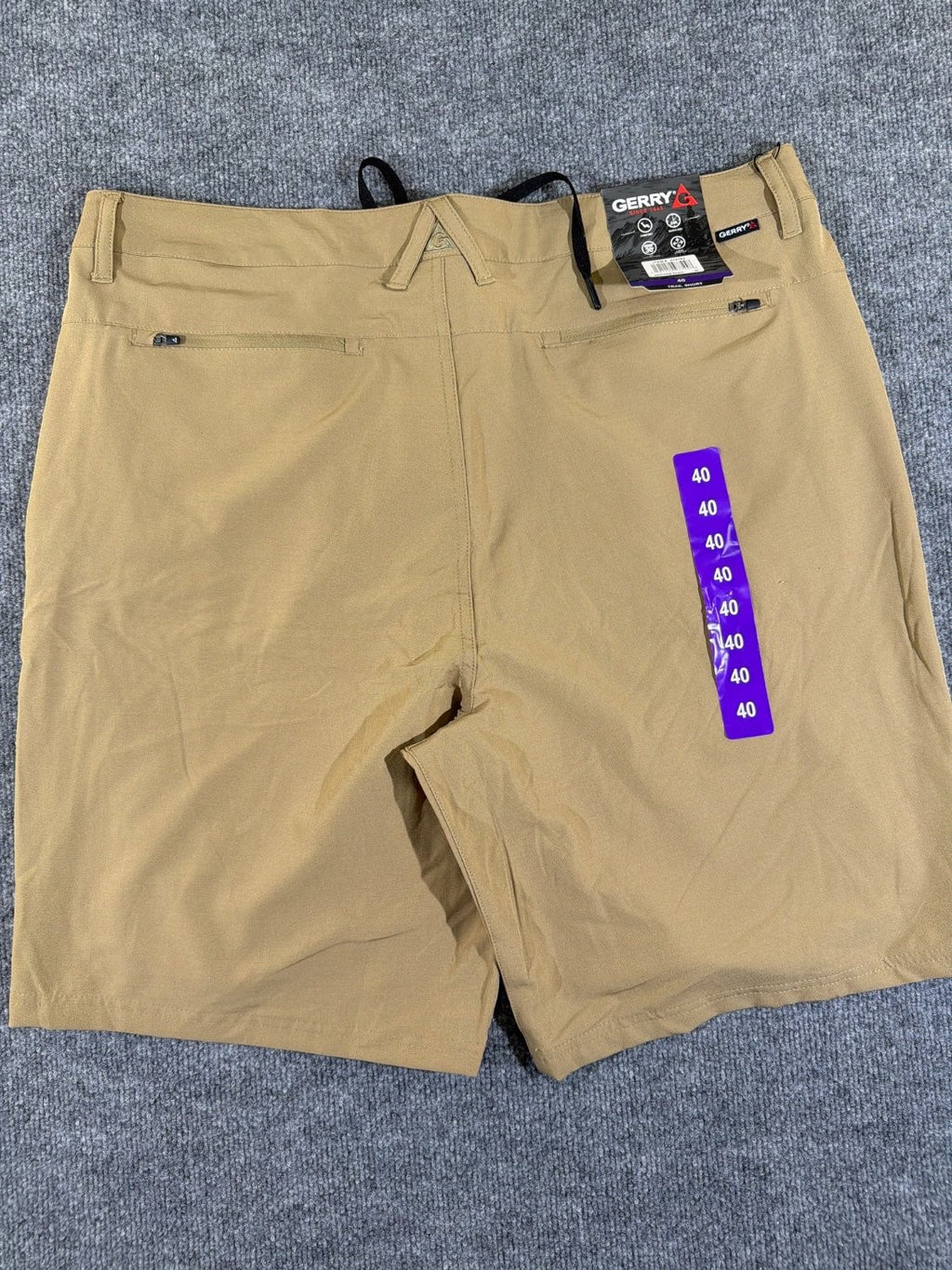 Gerry Men's Trail Short Size 40 Tan Hiking Quick Dry Stretch UPF Pockets 279782