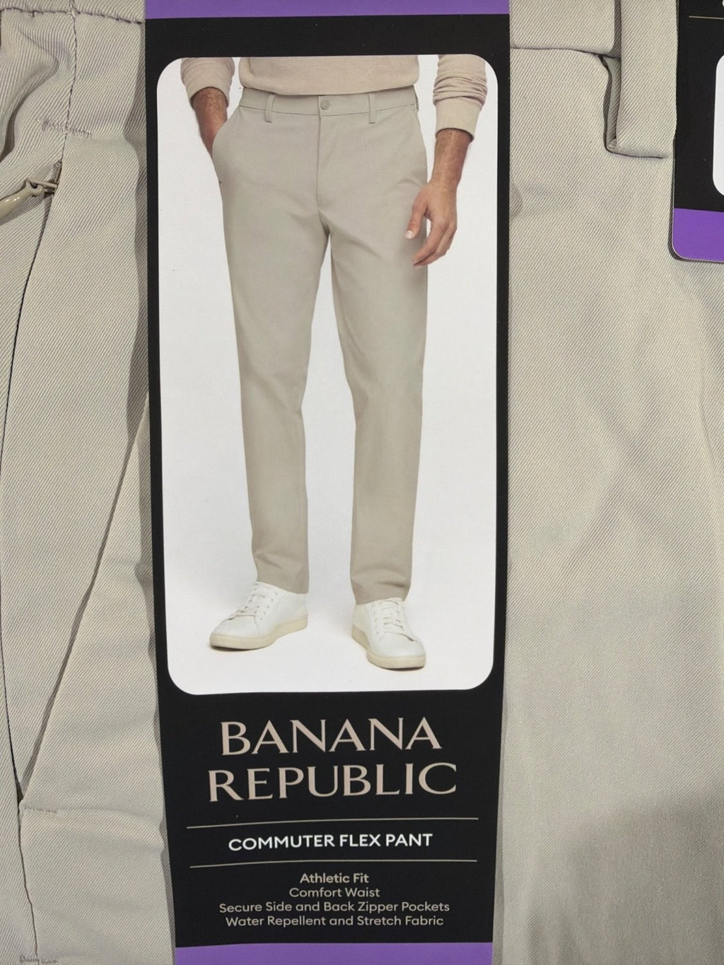 EU 30 Banana Republic Commuter Flex Pant Men 30x30 Tan Athletic Fit Water
