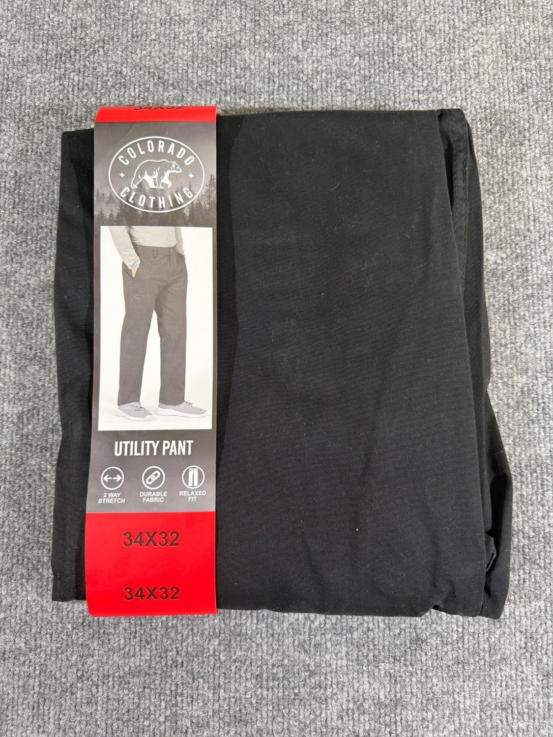 Colorado Clothing Men's Utility Pant 34x32 Black Relaxed Fit Stretch Cotton