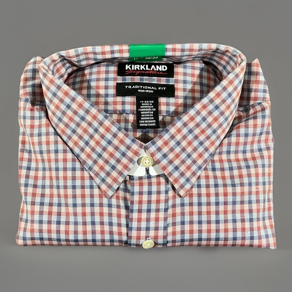 Kirkland Men's Traditional Fit Non-Iron Dress Shirt, Multicolor, Size 18-32x33