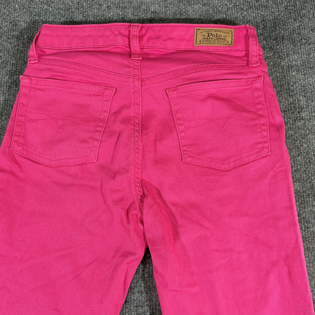 Polo Ralph Lauren Women Jeans Pants 28 Pink Stretch Skinny Ankle Big Logo Preppy