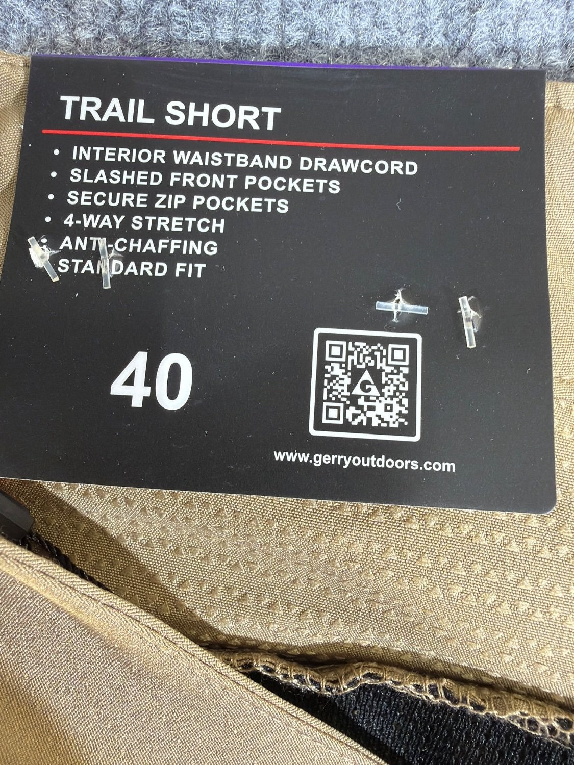 Gerry Men's Trail Short Size 40 Tan Hiking Quick Dry Stretch UPF Pockets 279782