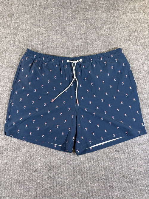 Bonobos Men's Swim Trunk 7 Inch Inseam XXL Blue Marlin Fish Print 1909795