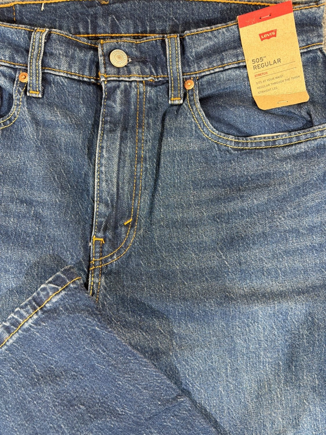 EU 32 Levi's 505 Regular Fit Men's Stretch Denim Jeans Blue Straight Leg W32