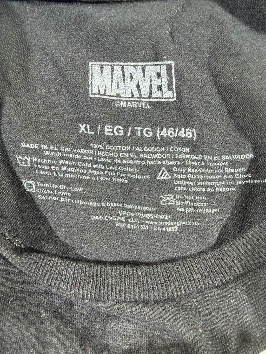 Marvel Classic Red Box Logo Graphic T-Shirt Men's XL Black Cotton Mad Engine