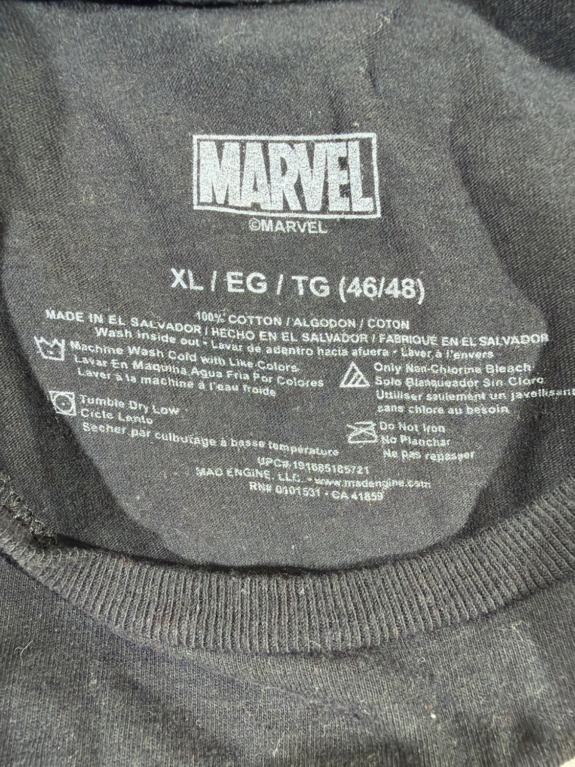 Marvel Classic Red Box Logo Graphic T-Shirt Men's XL Black Cotton Mad Engine