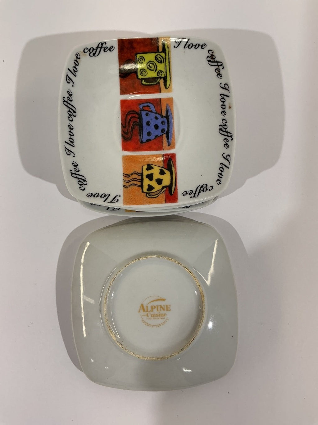 Alpine Cuisine Saucer Small Multicolor Porcelain Espresso Set OF Saucers