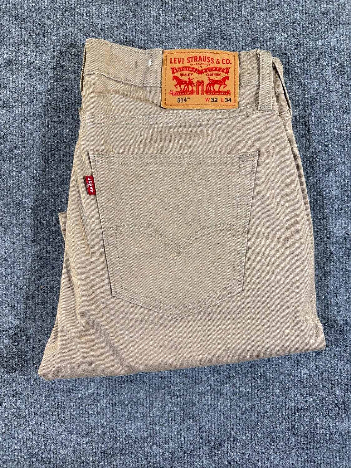 Levi's 514 Straight Fit Men's Pants 32x34 Tan Khaki Cotton Twill Chino 5-Pocket