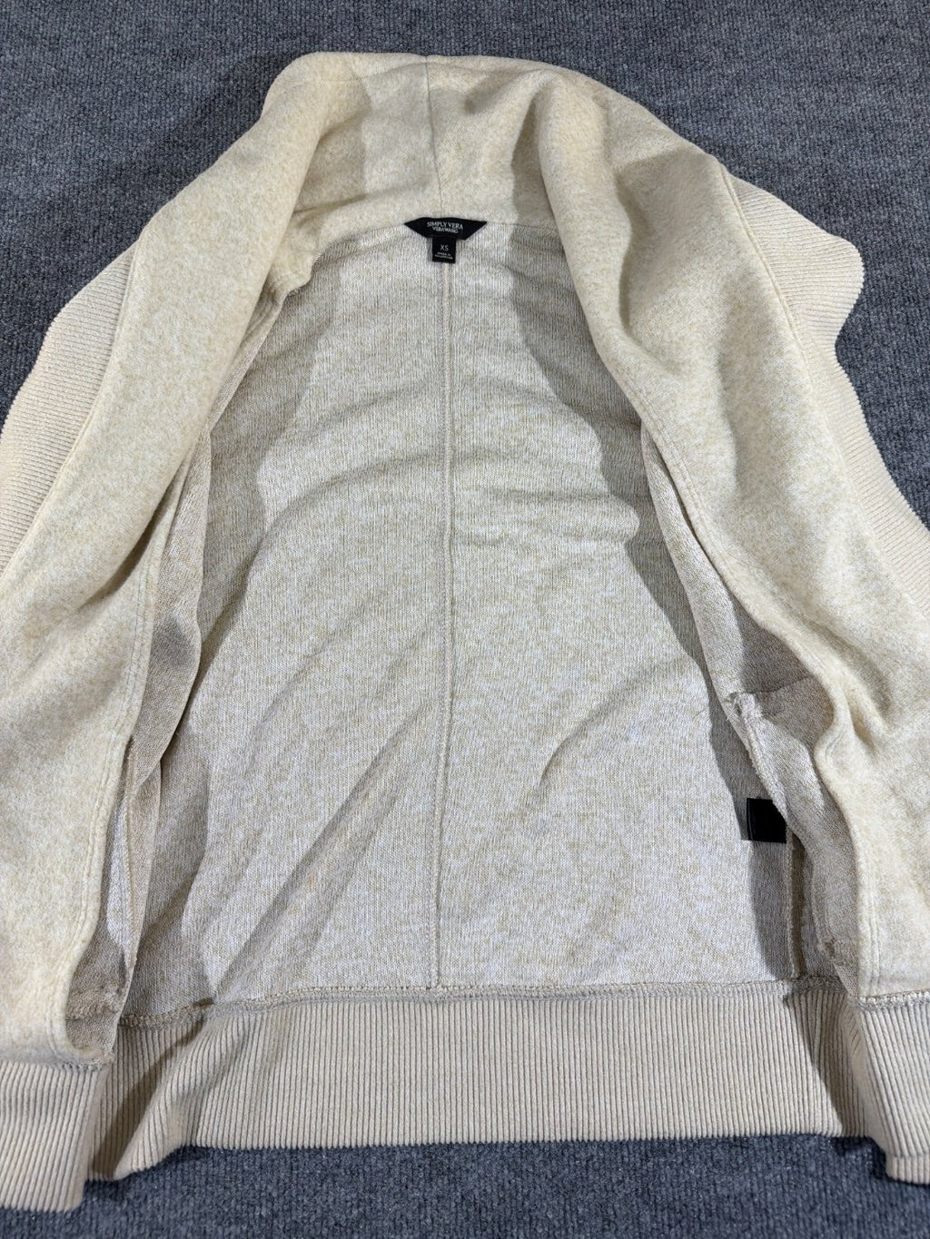 Simply Vera Vera Wang Women's XS Open Front Hooded Cardigan Metallic Gold Cream
