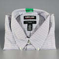 Kirkland Signature Men's 17.5 x 32/33 Traditional Fit Plaid Dress Shirt Blue