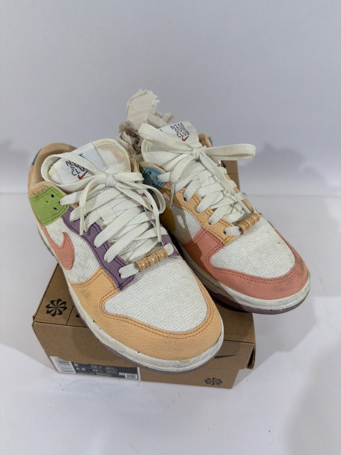 Nike Dunk Low SE Sun Club Sail Sanded Gold DQ0265-100 Women's Size 6 Sneaker Box
