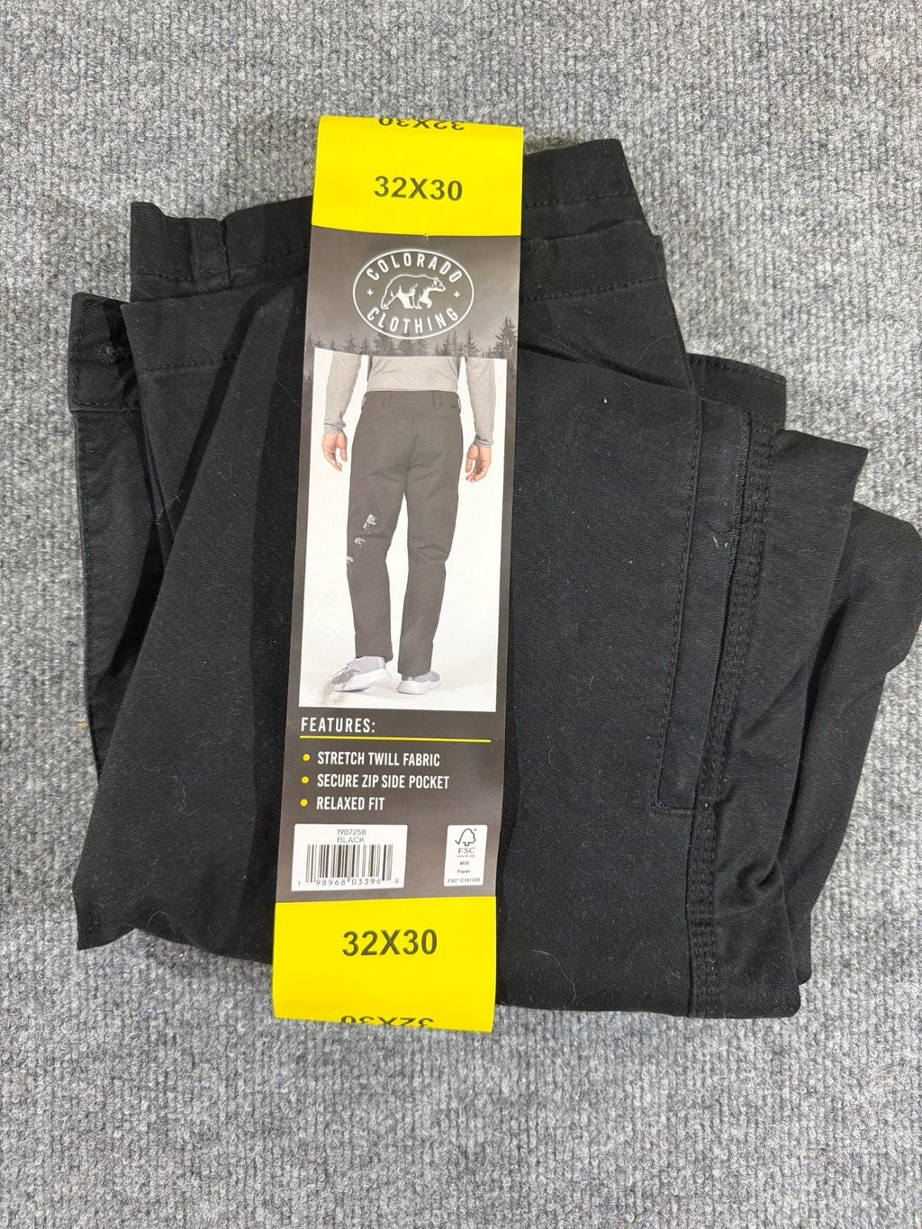 Colorado Clothing Men's Utility Pant 32x30 Black Relaxed Fit Stretch Twill New