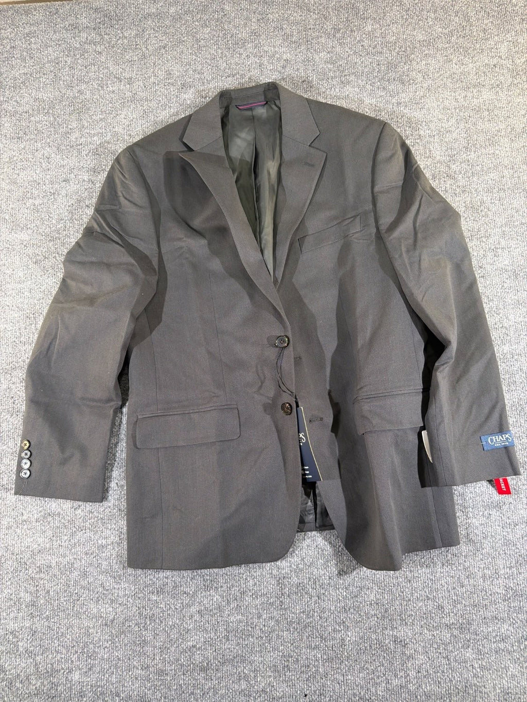 Chaps Men's Suit Jacket 40 Regular Classic Fit Charcoal Gray Two Button NWT New