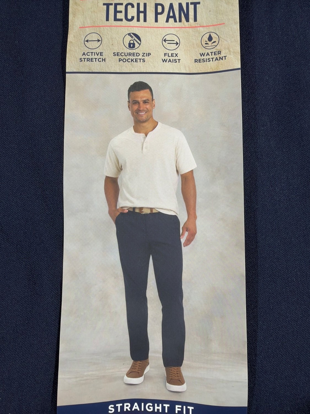 EU 34 Weatherproof Vintage Tech Pant Men 34x34 Straight Fit Active Stretch Navy