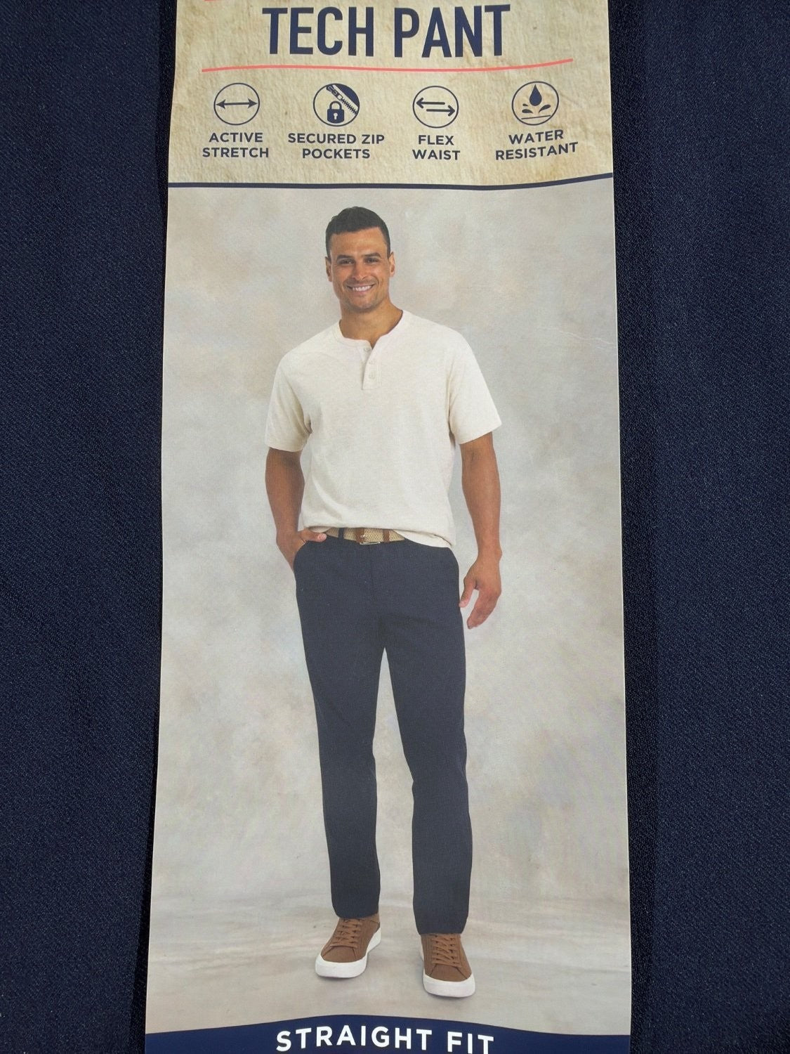 EU 34 Weatherproof Vintage Tech Pant Men 34x34 Straight Fit Active Stretch Navy