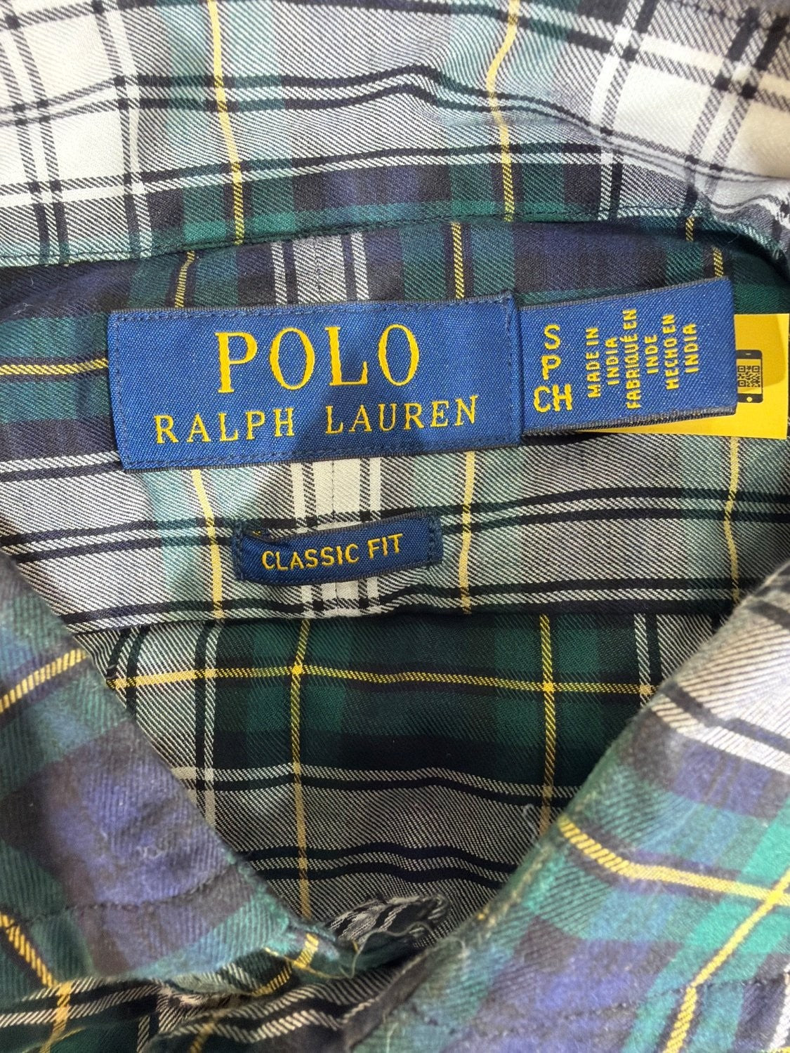 Polo Ralph Lauren Shirt Mens Large Classic Fit Green Navy Tartan Plaid Twill L