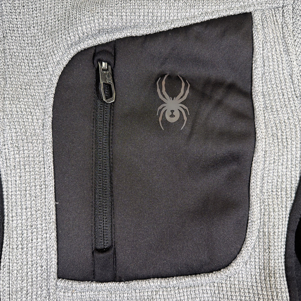 (#C) Spyder Jacket Adult M Gray Full Zip Pullover Logo Mock Neck