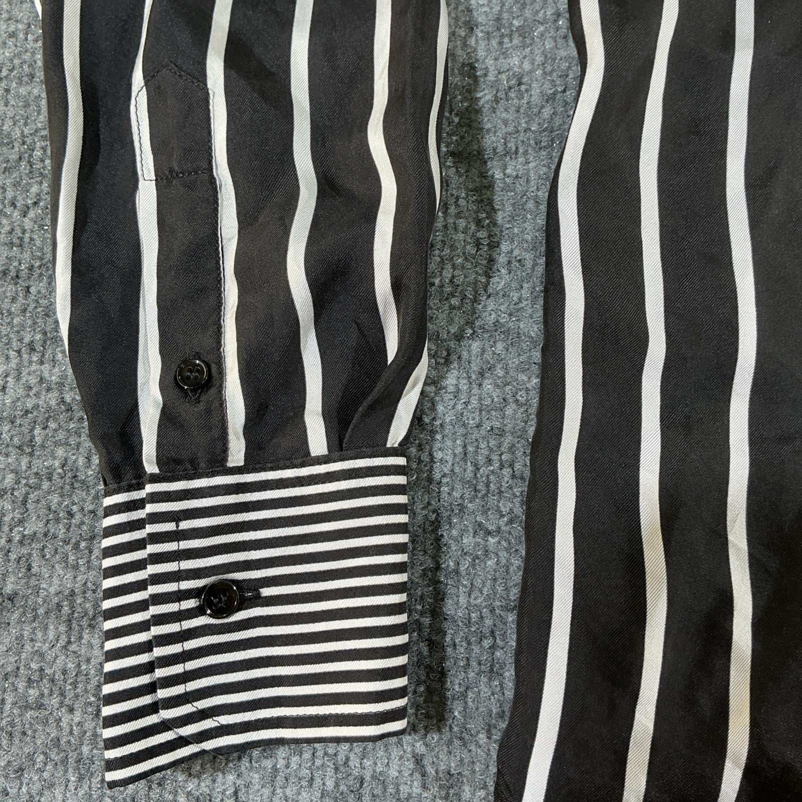 Vintage Dolce Gabbana Black White Striped Men's Long Sleeve Polo Shirt Size 38