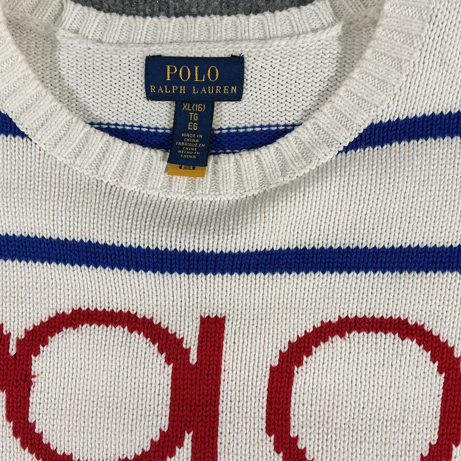 NWT Polo Ralph Lauren White Knitted Sweater Youth XL 16
