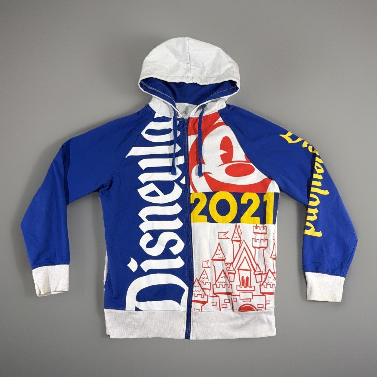 Disneyland Resort 2021 Graphic Hoodie Jacket Unisex 2L Multicolor Zip Closure