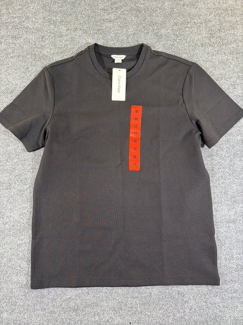 Calvin Klein Refined Knits Men's Crewneck T-Shirt Black Cotton Blend Size M NWT