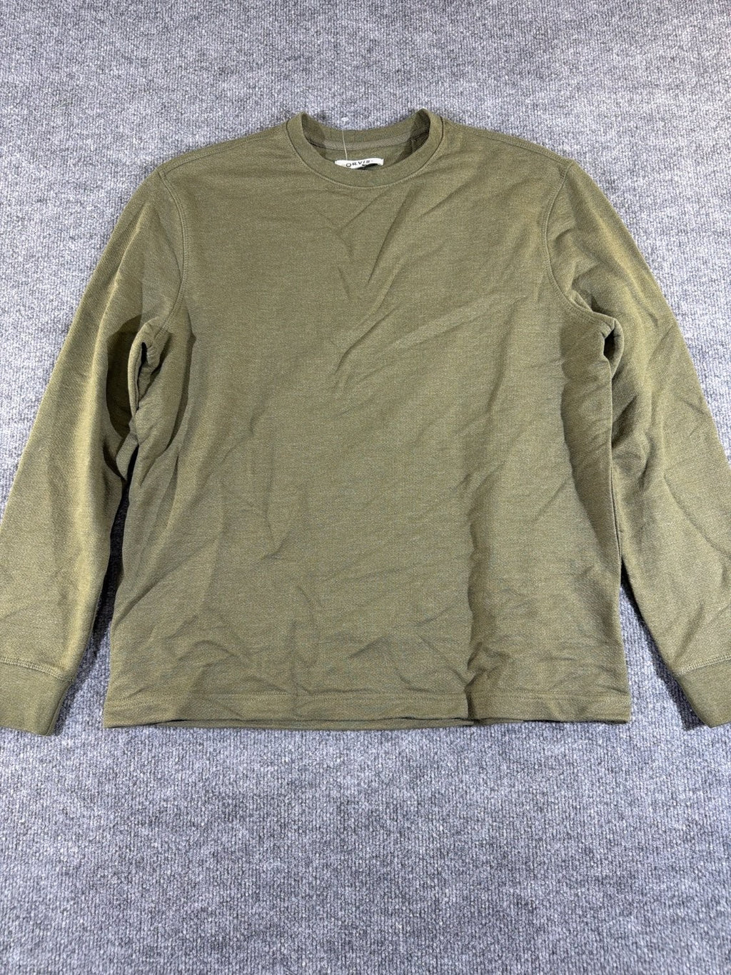 Orvis Men's Crewneck Sweatshirt S Olive Green Heathered French Terry Pullover S