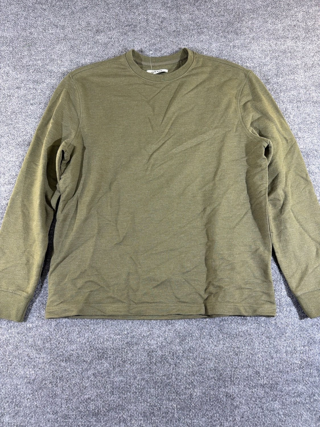 Orvis Men's Crewneck Sweatshirt S Olive Green Heathered French Terry Pullover S