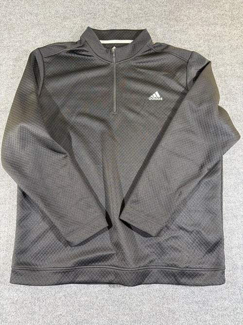 Adidas Golf Men 2XL Quarter Zip Pullover Black Diamond Textured Waffle Knit Mock