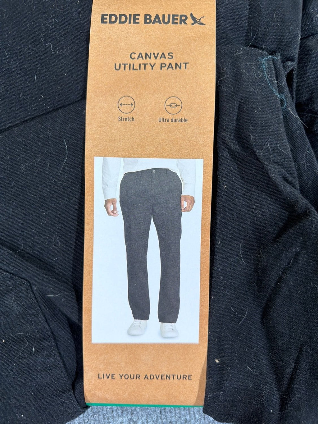 Eddie Bauer Canvas Utility Pant Men 38x32 Black Stretch Heavyweight Work Pants