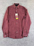 Ted Baker London Men's Red Micro Houndstooth Button Down Shirt Cotton NWT Size S
