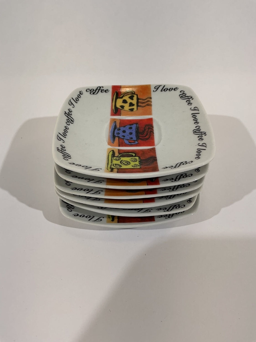Alpine Cuisine Saucer Small Multicolor Porcelain Espresso Set OF Saucers