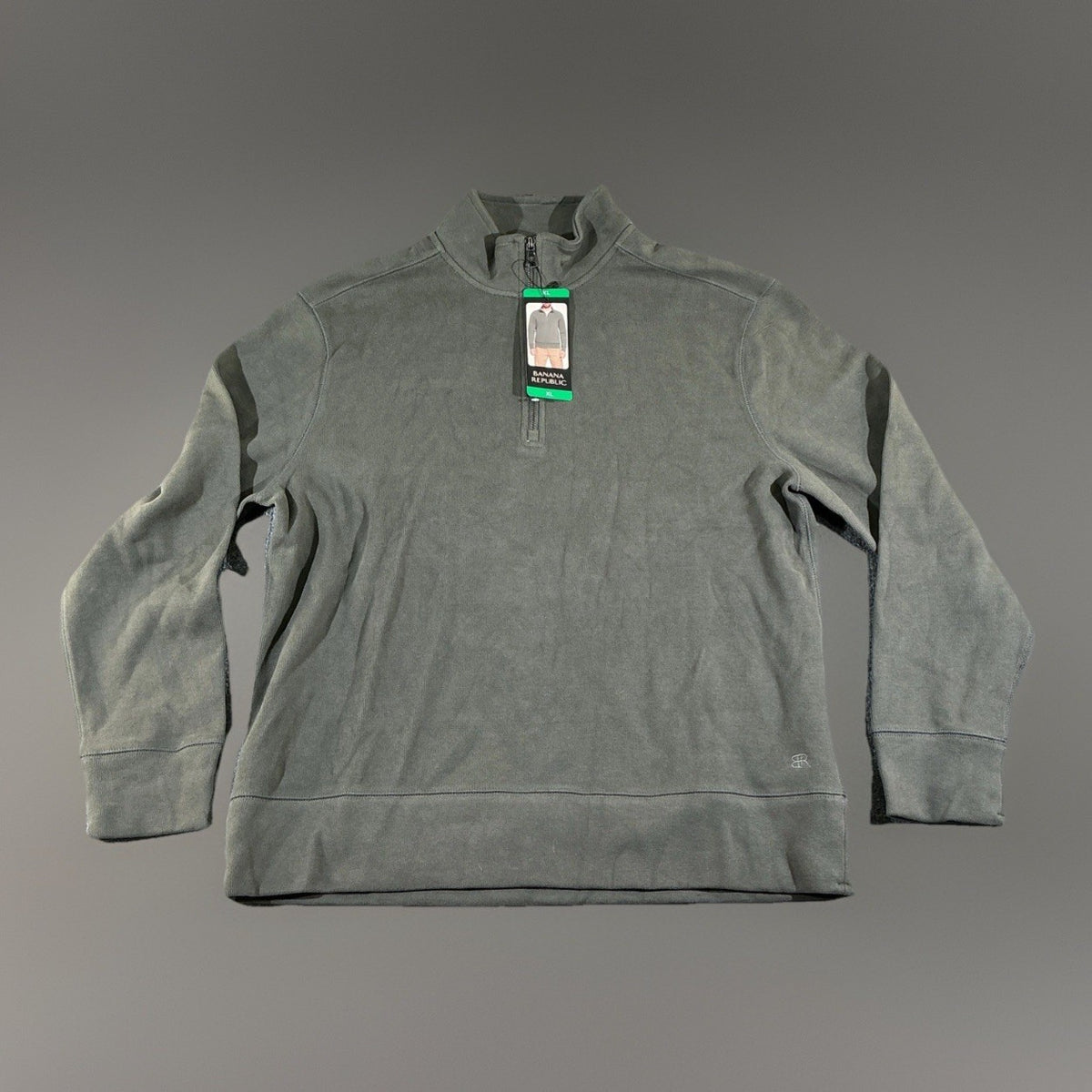 New mens BANANA REPUBLIC green 1/4 zip sweatshirt pull-over Size XL