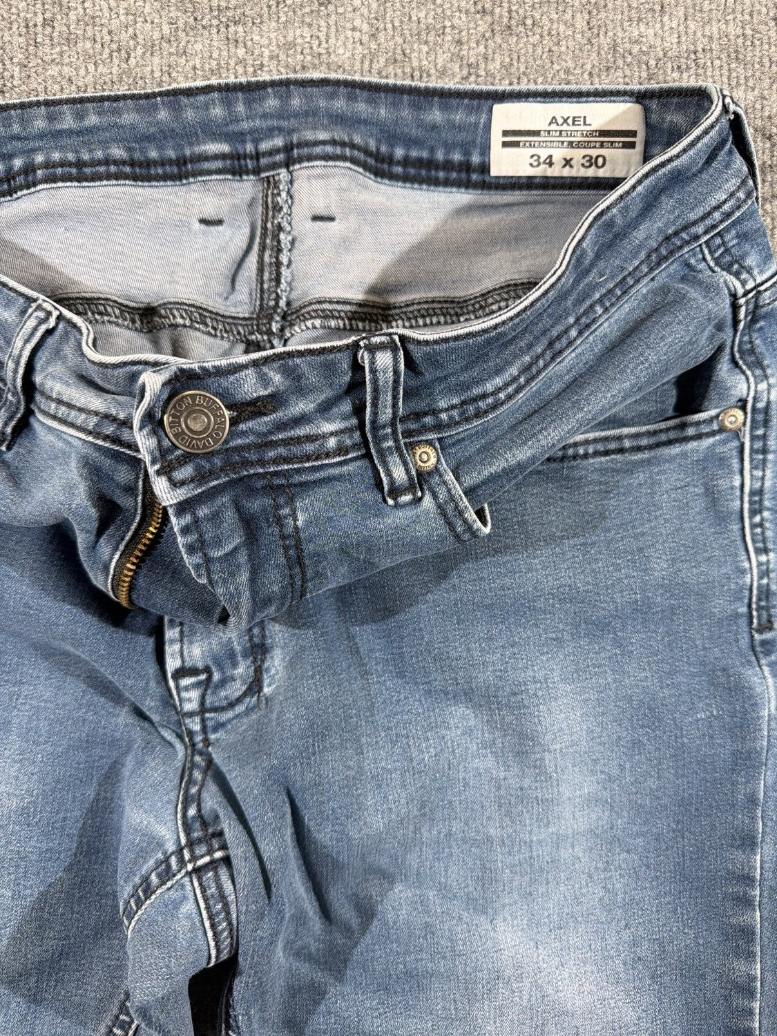 Buffalo David Bitton Axel Slim Stretch Men's Jeans Blue Faded Wash 34 x 30 EU 34