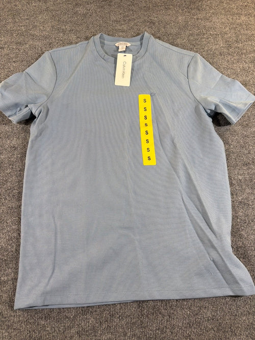 Calvin Klein Refined Knits T-Shirt Men S Blue Cotton Blend Crew Neck 40EO247 NWT