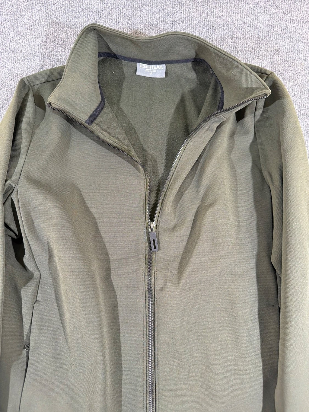 32 Degrees Heat Men's Softshell Jacket Olive Green Full Zip Mock Neck Size M Mdn