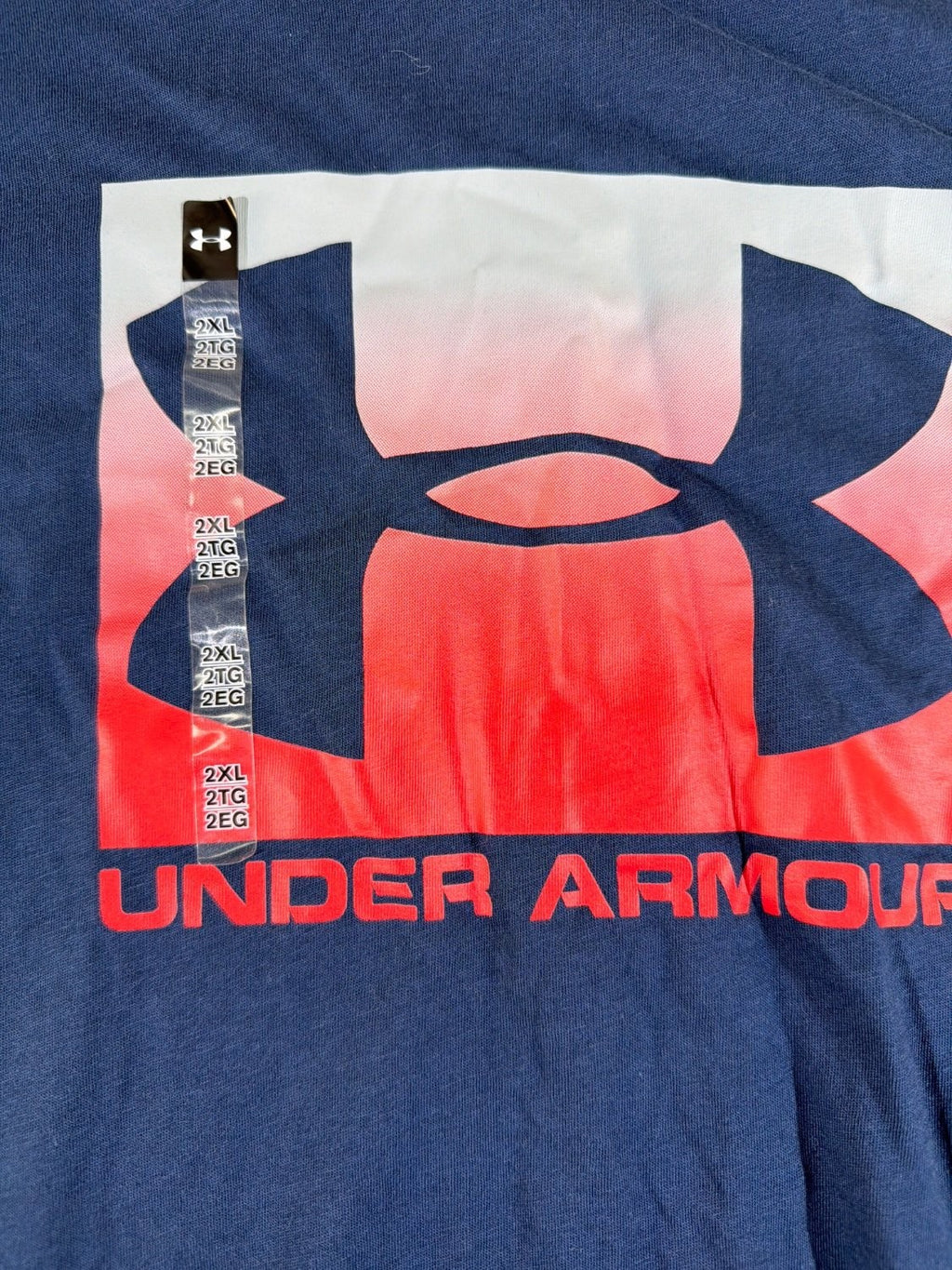 Under Armour HeatGear T-Shirt Mens 2XL Loose Fit Navy Blue Ombre Logo Graphic
