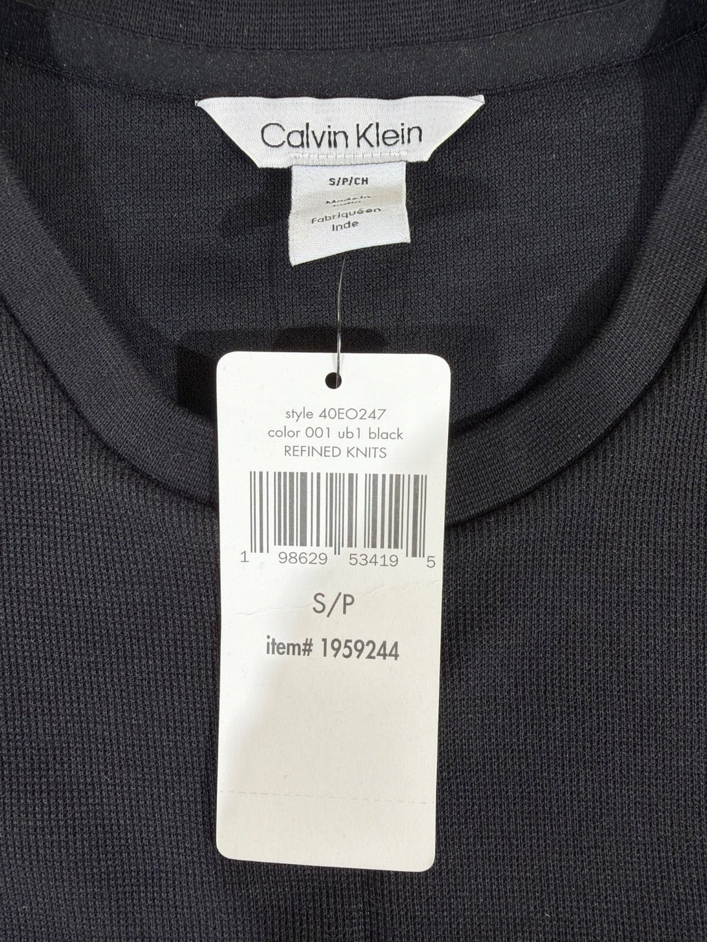 Calvin Klein Refined Knits Men's T-Shirt Black Crew Neck 40EO247 NWT Size S