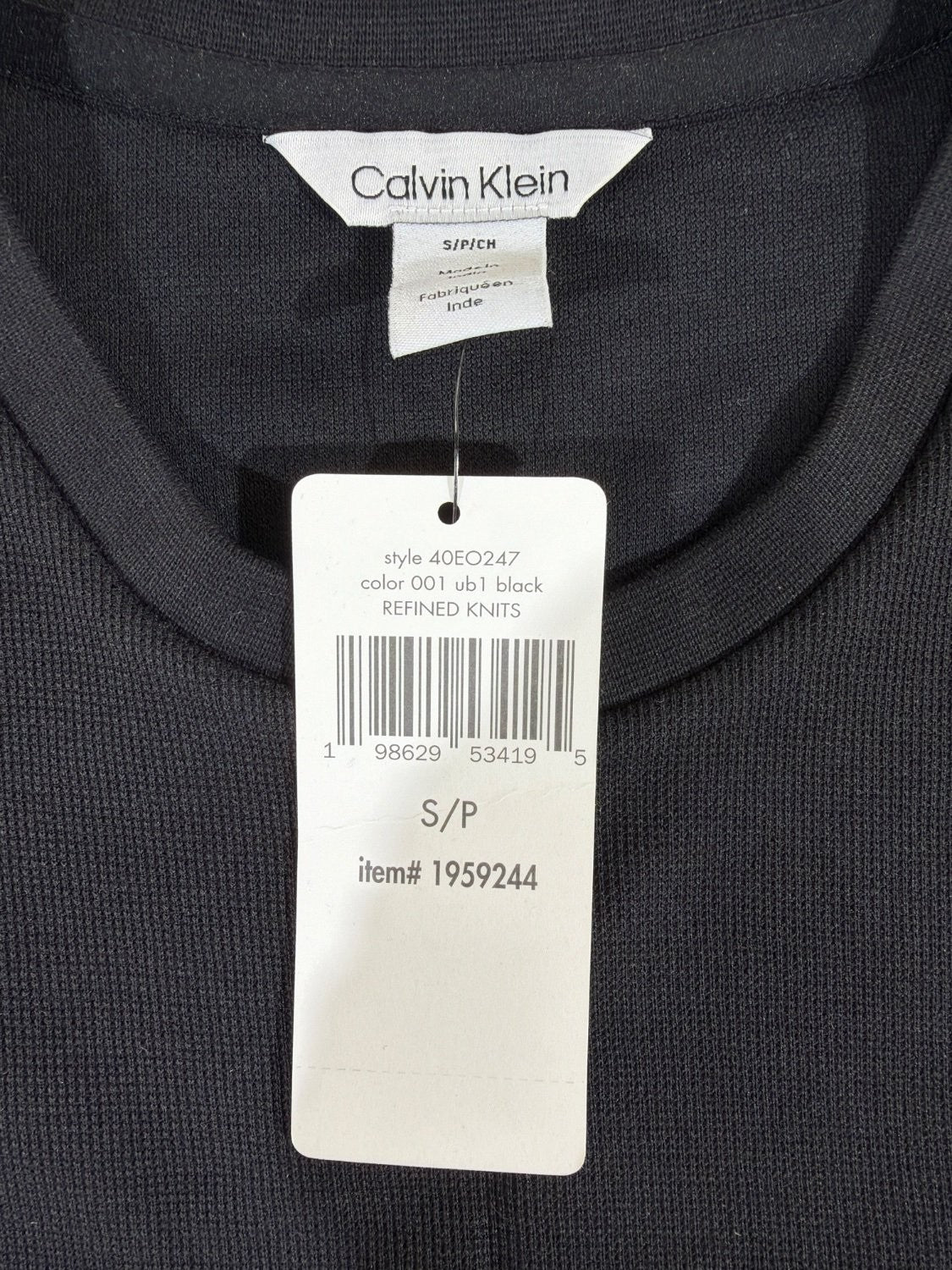 Calvin Klein Refined Knits Men's T-Shirt Black Crew Neck 40EO247 NWT Size S