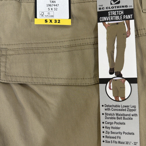 B.C.Clothing Stretch Convertible Pant Free Shipping  Sx32