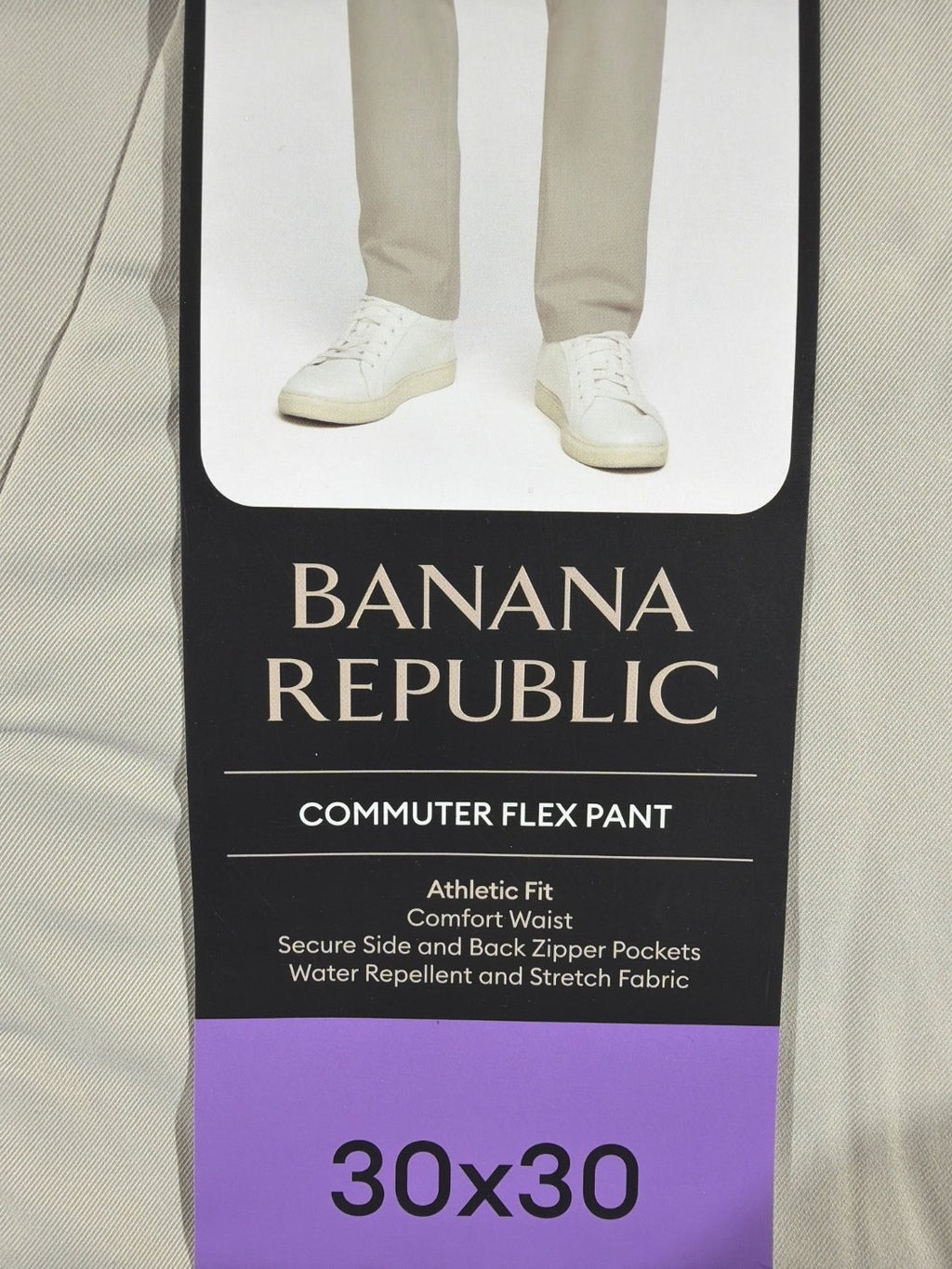 EU 30 Banana Republic Commuter Flex Pant Men 30x30 Tan Athletic Fit Water