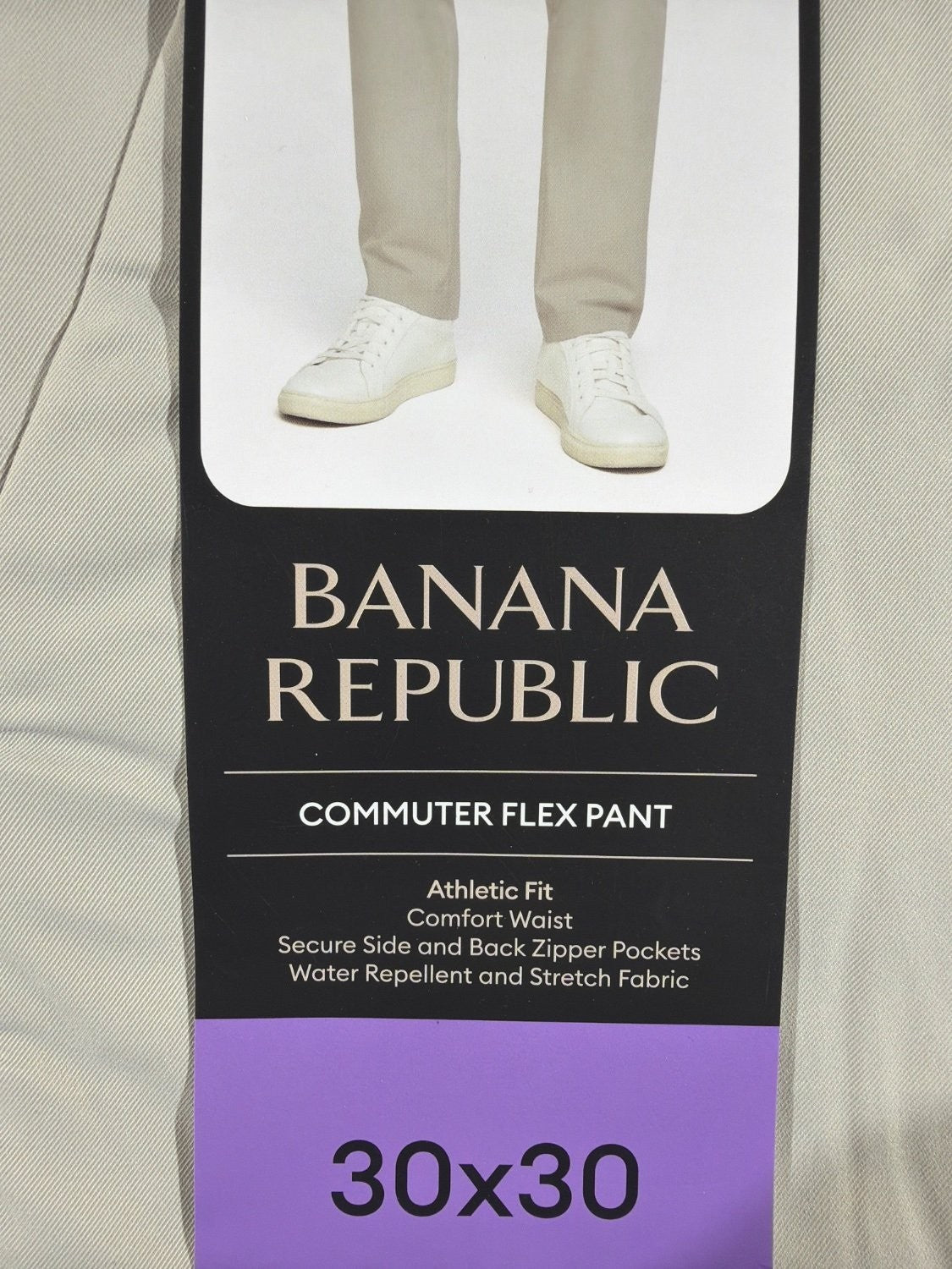 EU 30 Banana Republic Commuter Flex Pant Men 30x30 Tan Athletic Fit Water