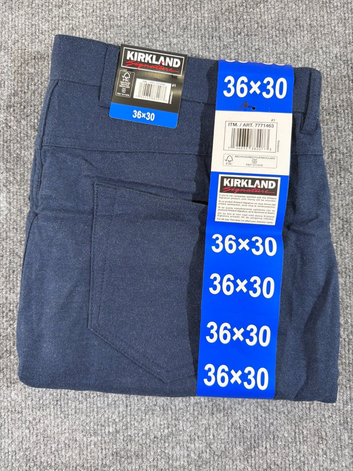 Kirkland Signature Men's Brushed 5-Pocket Pant Navy Blue Stretch 36x30 Chino NWT