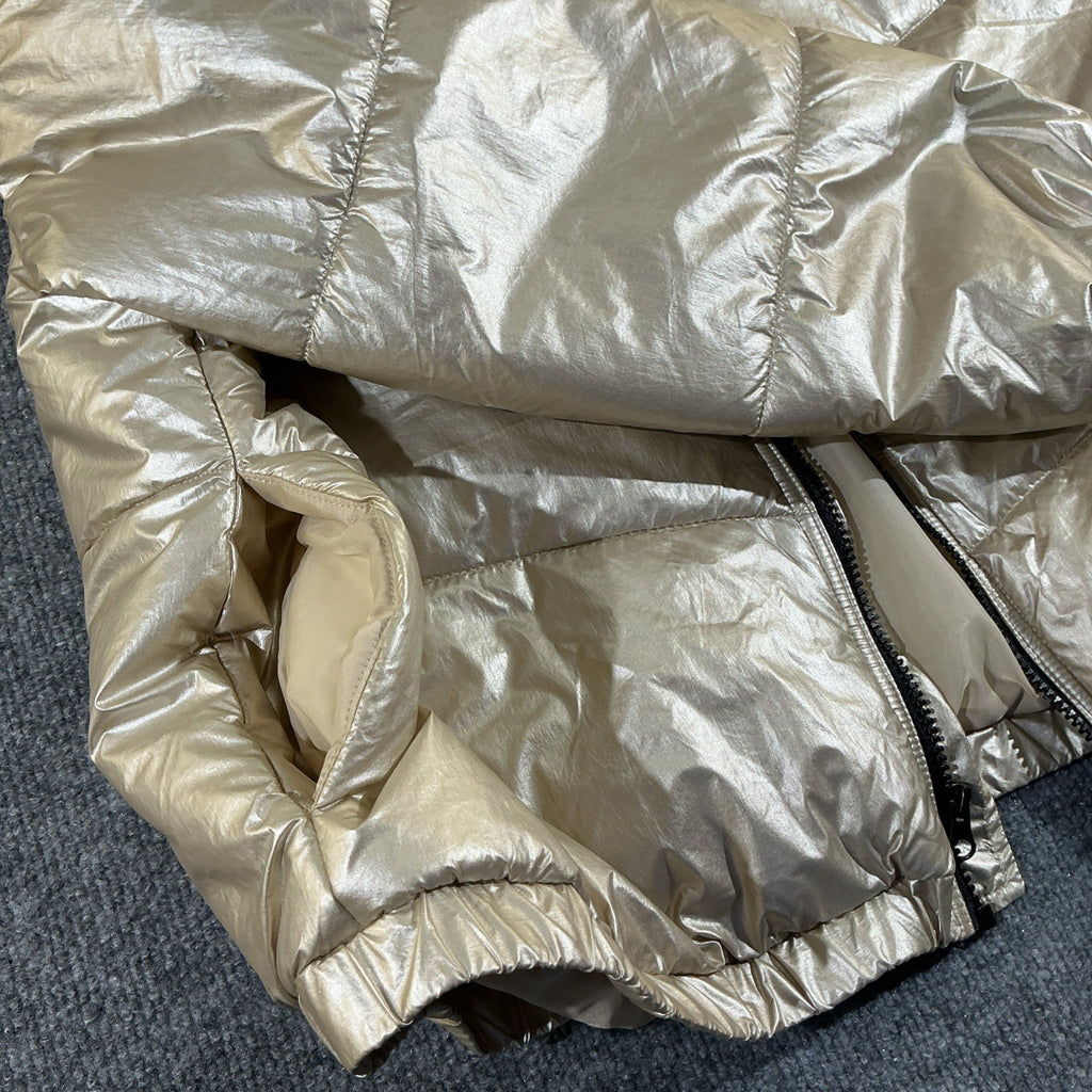 Wild Fable Gold Metallic Shimmer Puffy Jacket Full Zip & Pockets Worn 1 time XXL