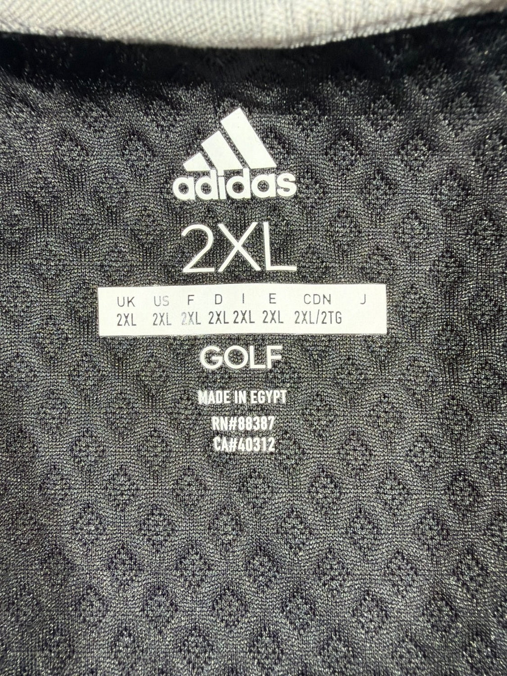 Adidas Golf Men 2XL Quarter Zip Pullover Black Diamond Textured Waffle Knit Mock