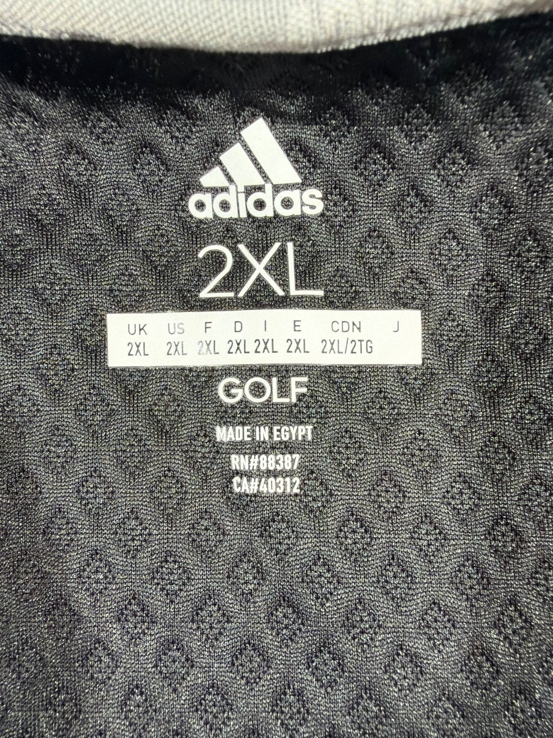Adidas Golf Men 2XL Quarter Zip Pullover Black Diamond Textured Waffle Knit Mock