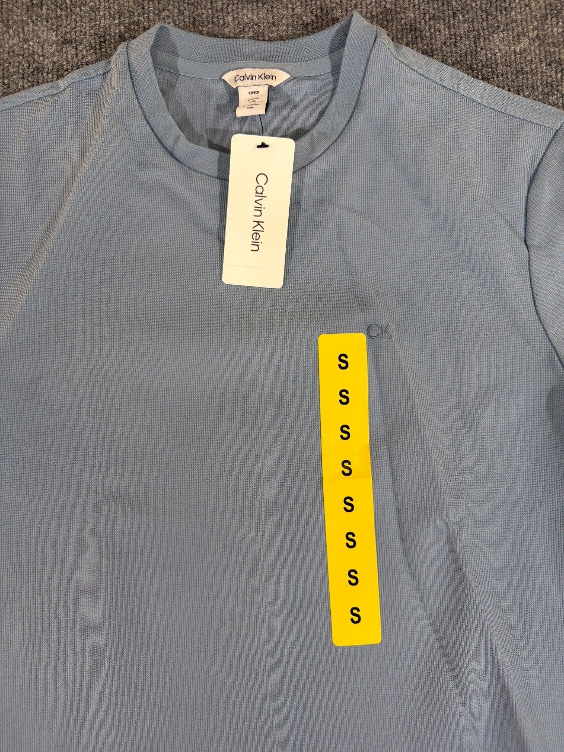 Calvin Klein Refined Knits T-Shirt Men S Blue Cotton Blend Crew Neck 40EO247 NWT