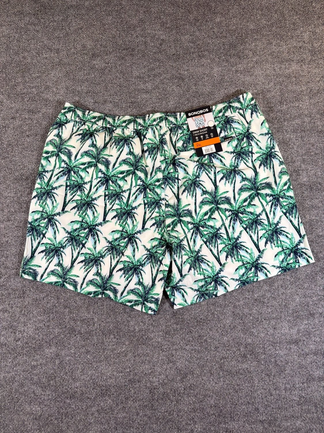 Bonobos Men's Swim Trunks 7 Inch Inseam 2XL Blue Palm Tree Tropical BOE25309C0