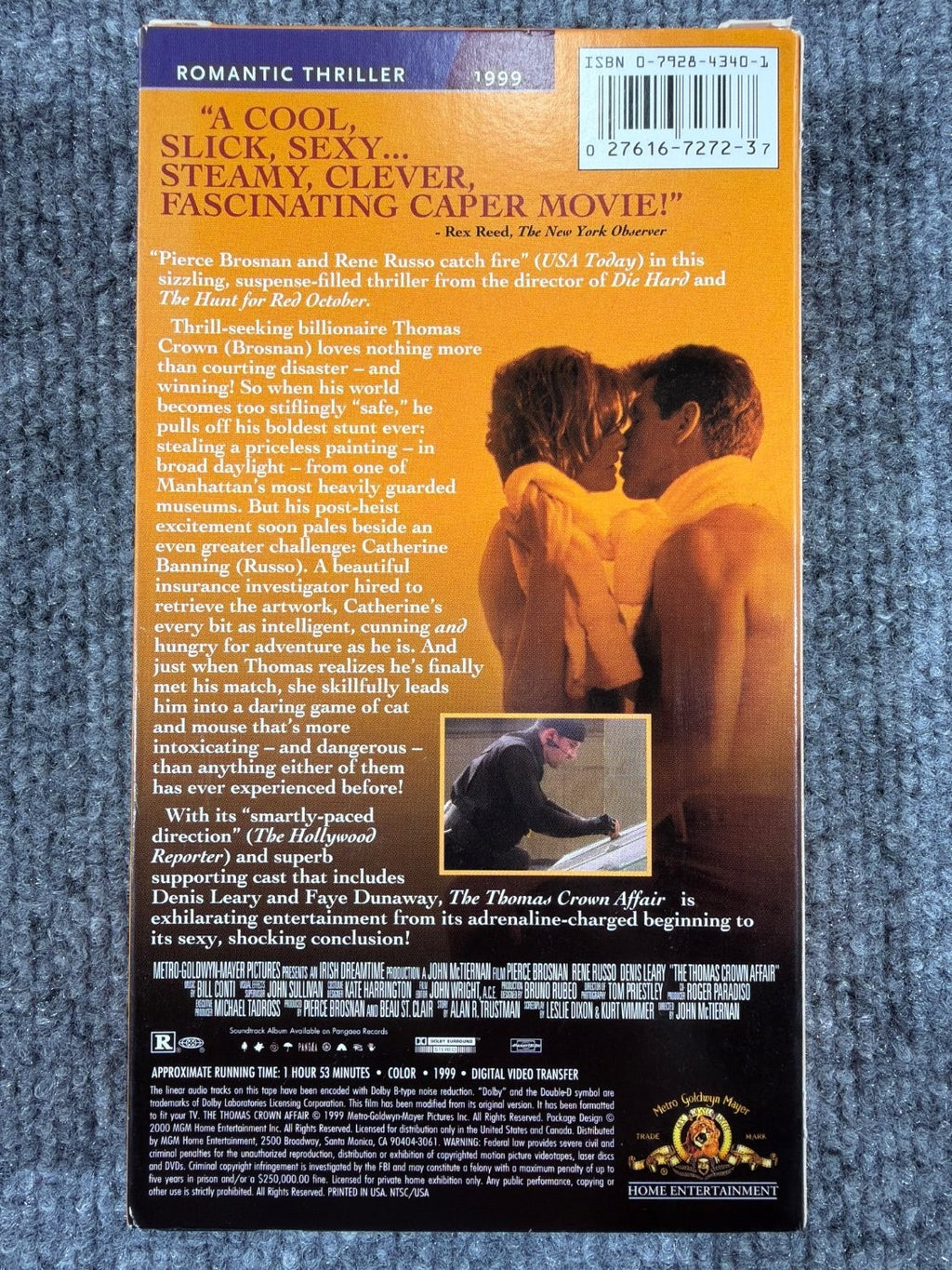 Vintage The Thomas Crown Affair VHS 1999 Pierce Brosnan Rene Russo MGM Movie