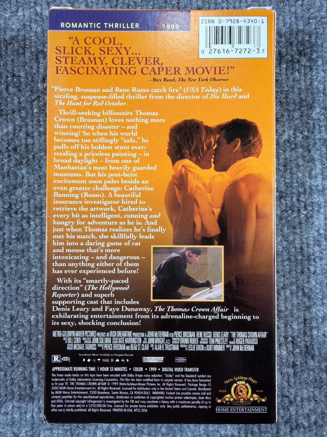Vintage The Thomas Crown Affair VHS 1999 Pierce Brosnan Rene Russo MGM Movie