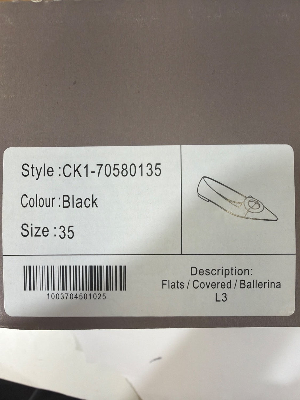 Charles & Keith CK1-70580135 Black Suede Pointed Toe Buckle Flats EU 35 US 5
